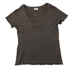 Abound Lettuce Trim Scoop-Neck Top, Size Small, Gray